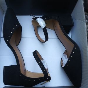 Torrid Black faux suede wide width Dorsay heels